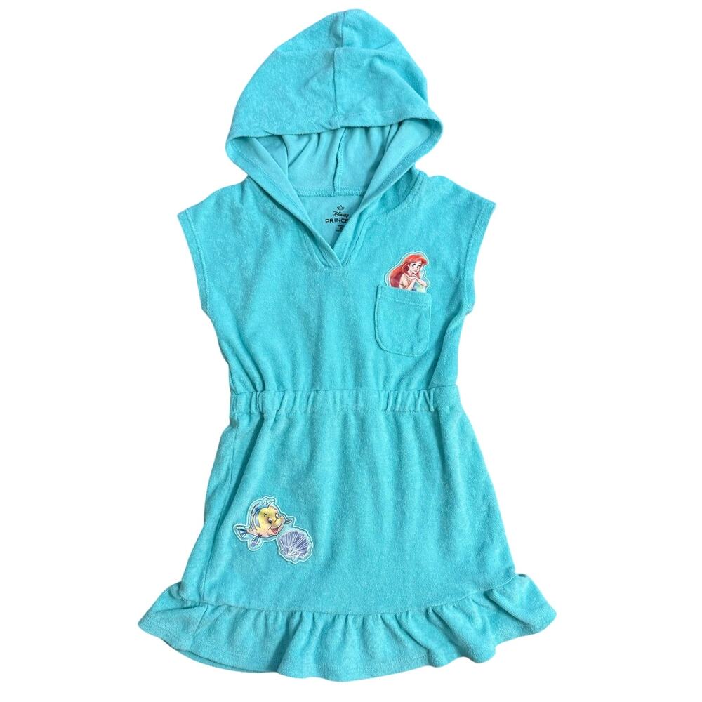 Little Mermaid Terry Swim Cover Up Dress Ariel Disney Princess Teal Girls 4T